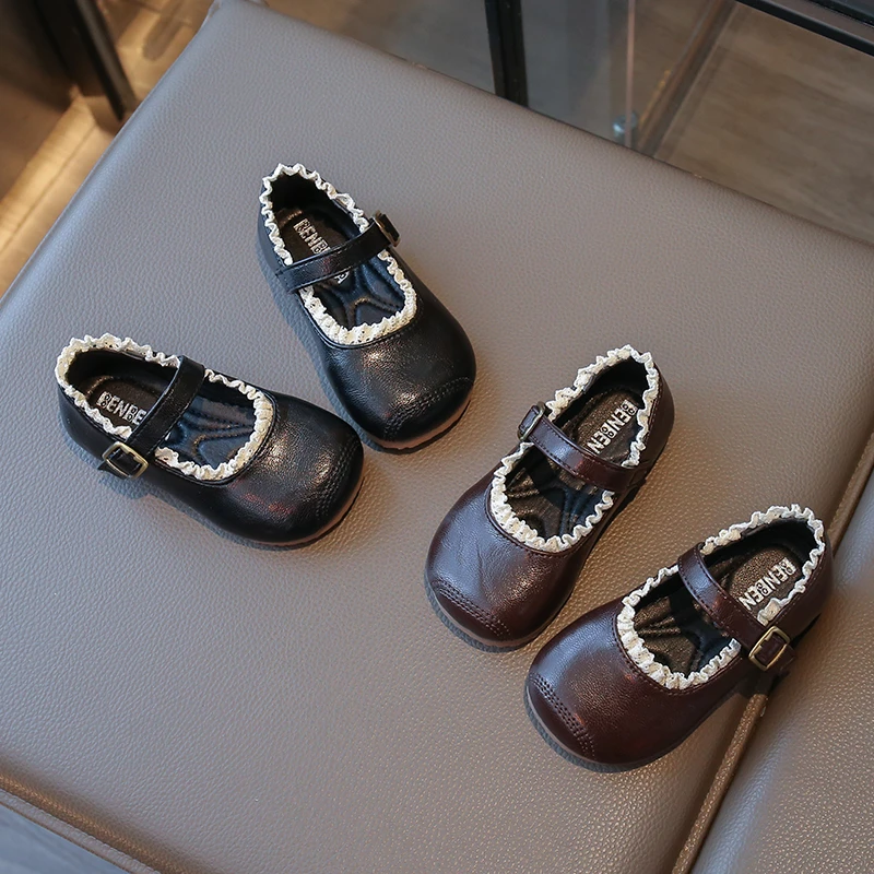 儿童皮鞋2025秋季新款蕾丝花边英伦风女童公主鞋女孩单鞋BBW-D128