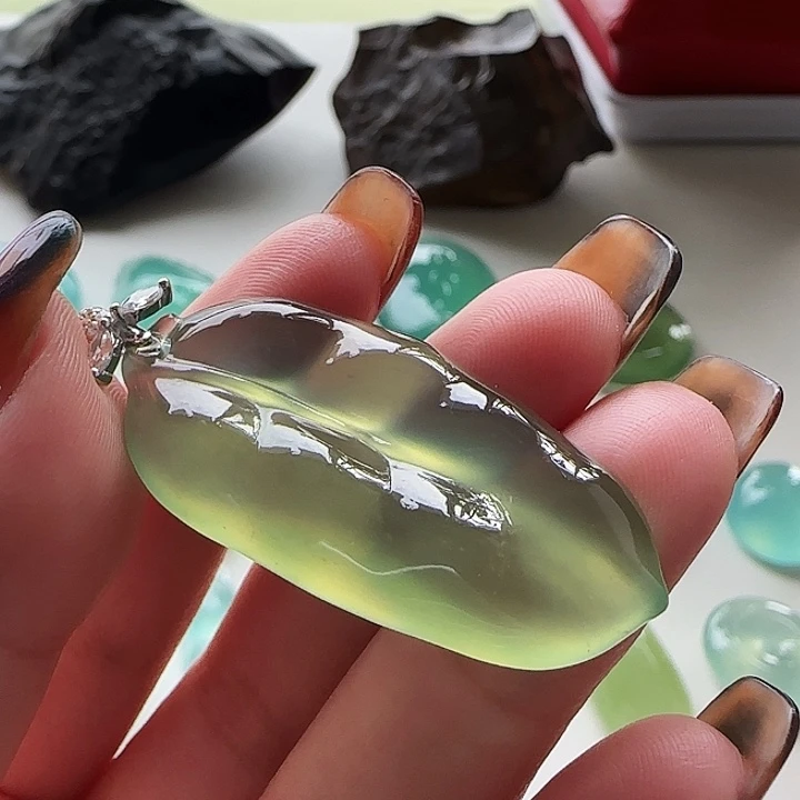 岫玉银S925镶嵌吊坠(不含链)