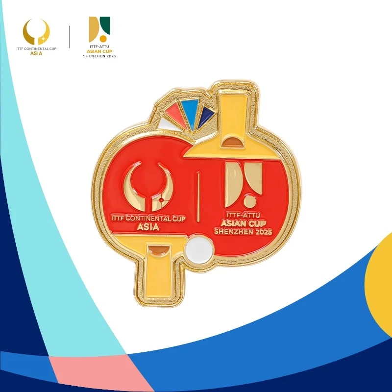 第34届乒联亚洲杯多彩球拍徽章pin 官方正品乒乓球迷周边