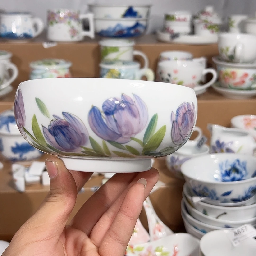 景德镇手工手绘陶瓷5.5寸手工碗