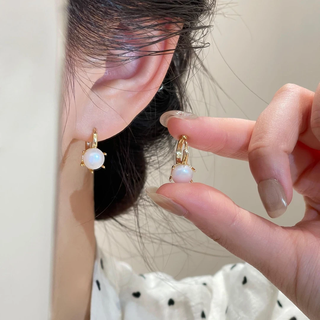 法式时尚单颗珠富家千金风耳扣人气简约设计耳环R2633