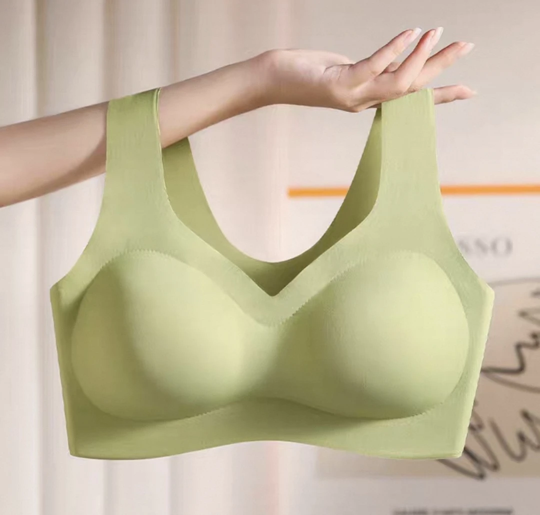 聚拢背心式无痕文胸女士胸罩冰丝大码小胸无尺码女士运动舒适透气