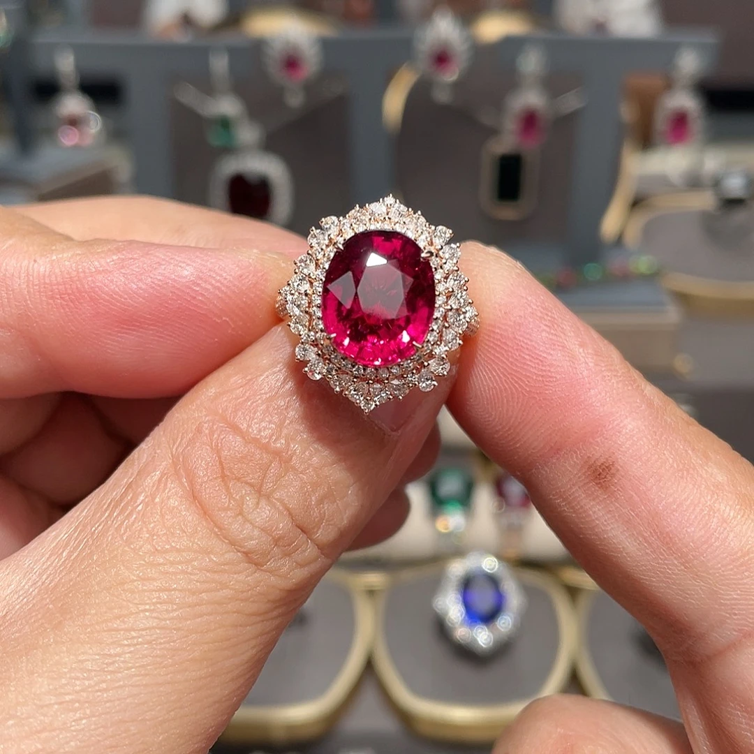 18K金镶嵌戒指碧玺6.19ct