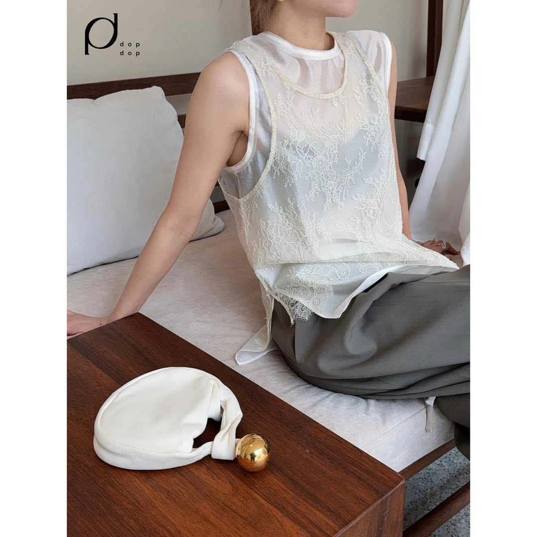 ANNENONO2025春夏两件套蕾丝拼接无袖背心788dopdop买手店