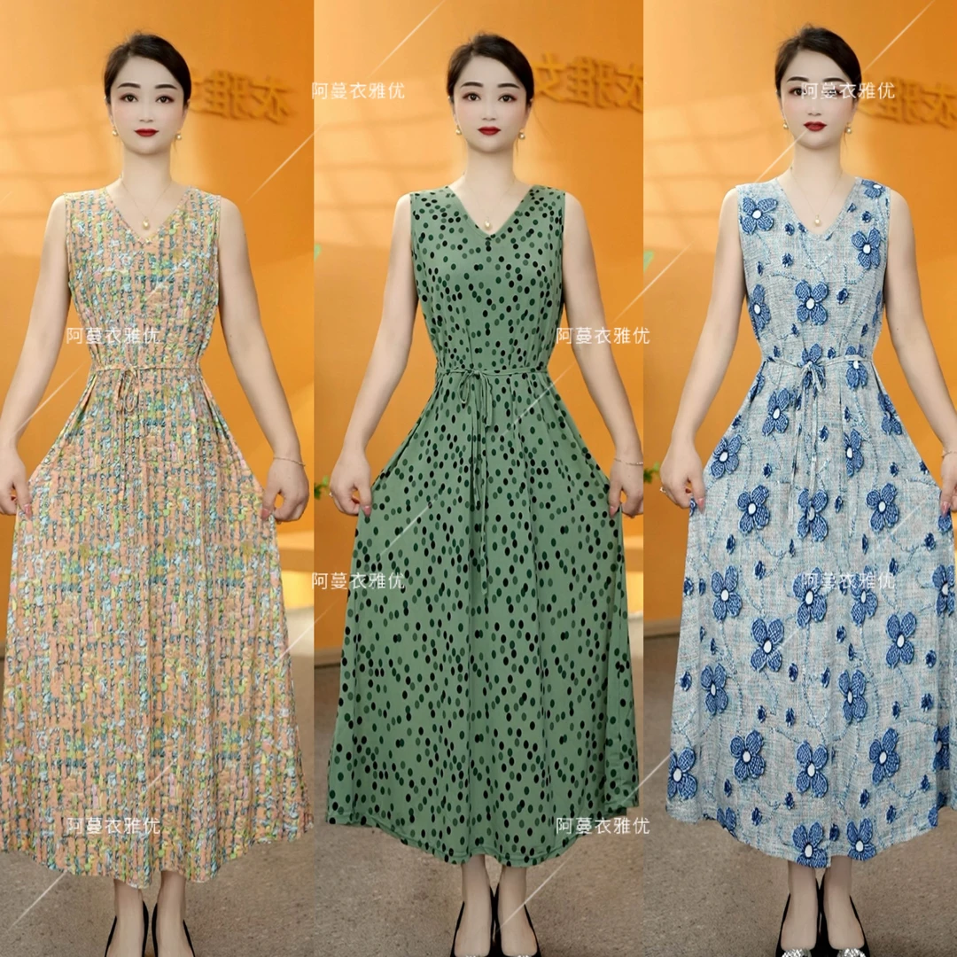 【衣雅严选】8080-2069#夏季新款冰雪丝系带气质显瘦连衣裙