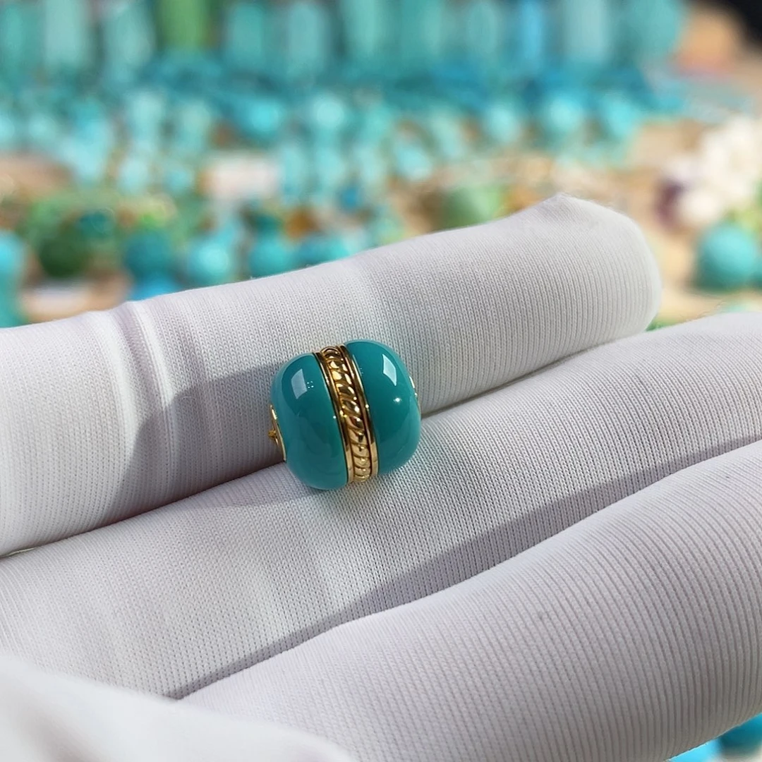 绿松石18K金镶嵌珠宝奇石