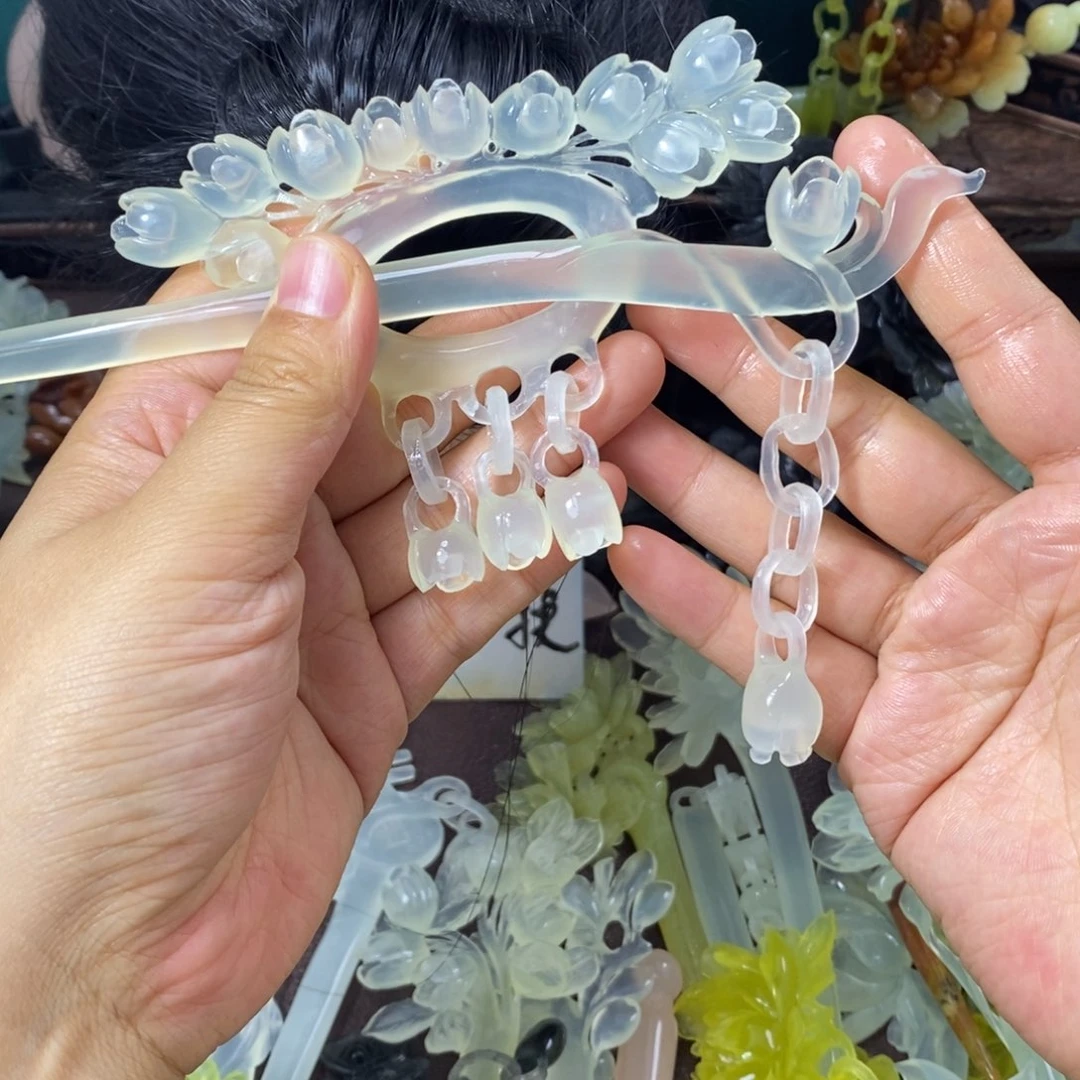 蛇纹石玉未镶嵌发饰