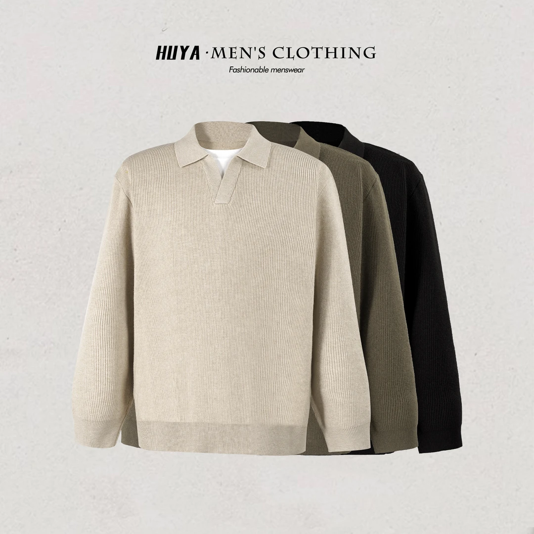 虎牙兄弟男士毛衣冬季假两件设计感复古百搭慵懒感针织衫男M5103