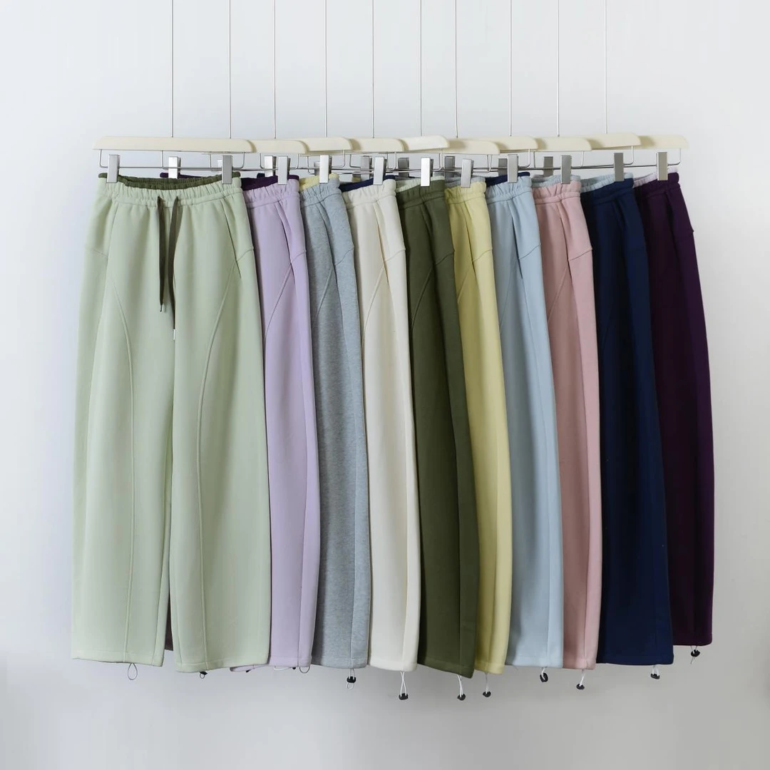 春季2025 微胖女人福音 微胖高腰显瘦 撞色腰头 运动休闲彩虹裤