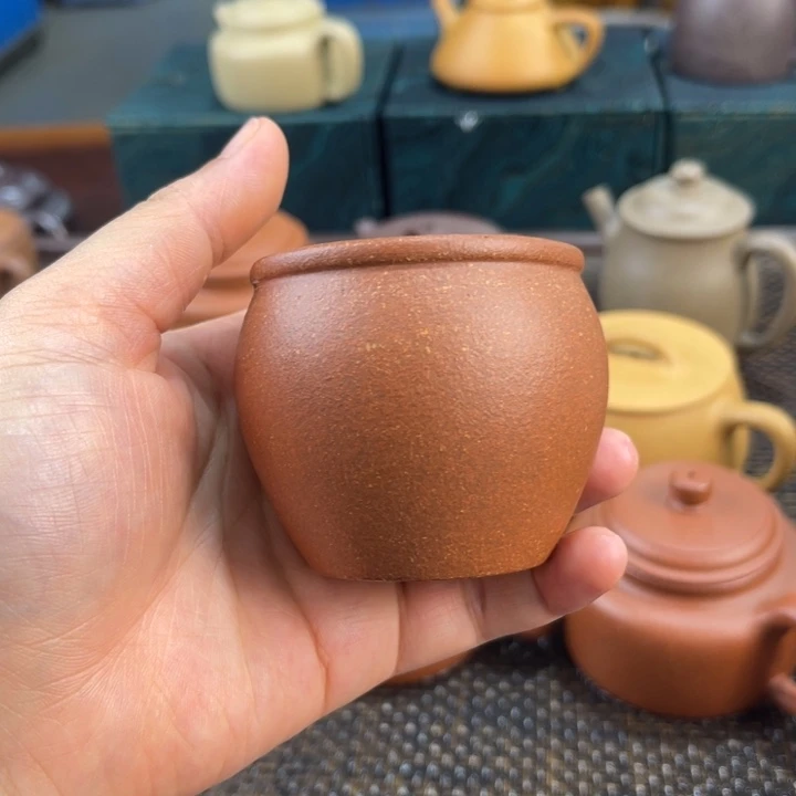 小***，茶壶紫砂红降坡杯子