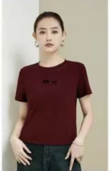 3515圆领短袖杂志风休闲风T恤春夏网红打底衫宽松显瘦纯色