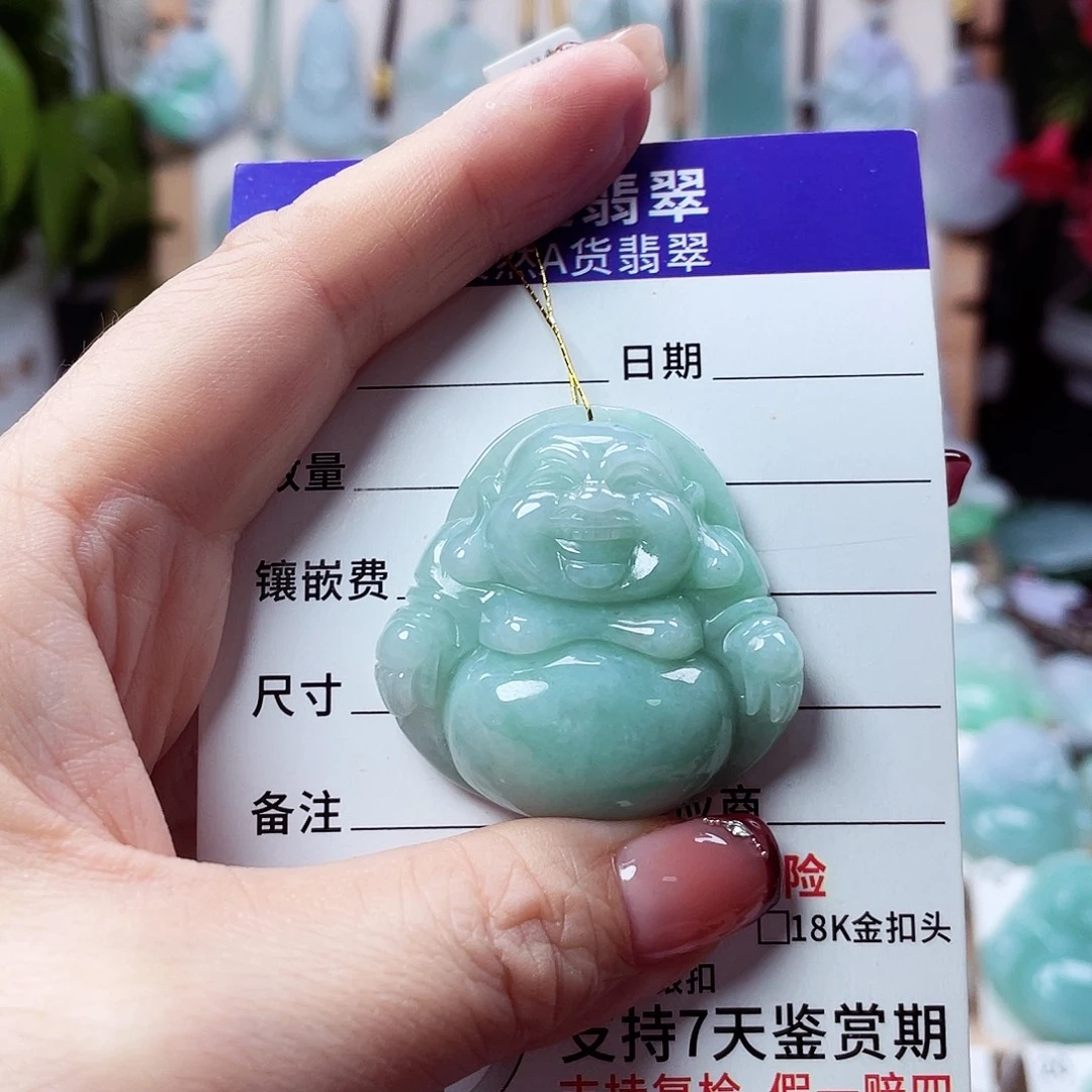 翡翠未镶嵌颈饰佛公25