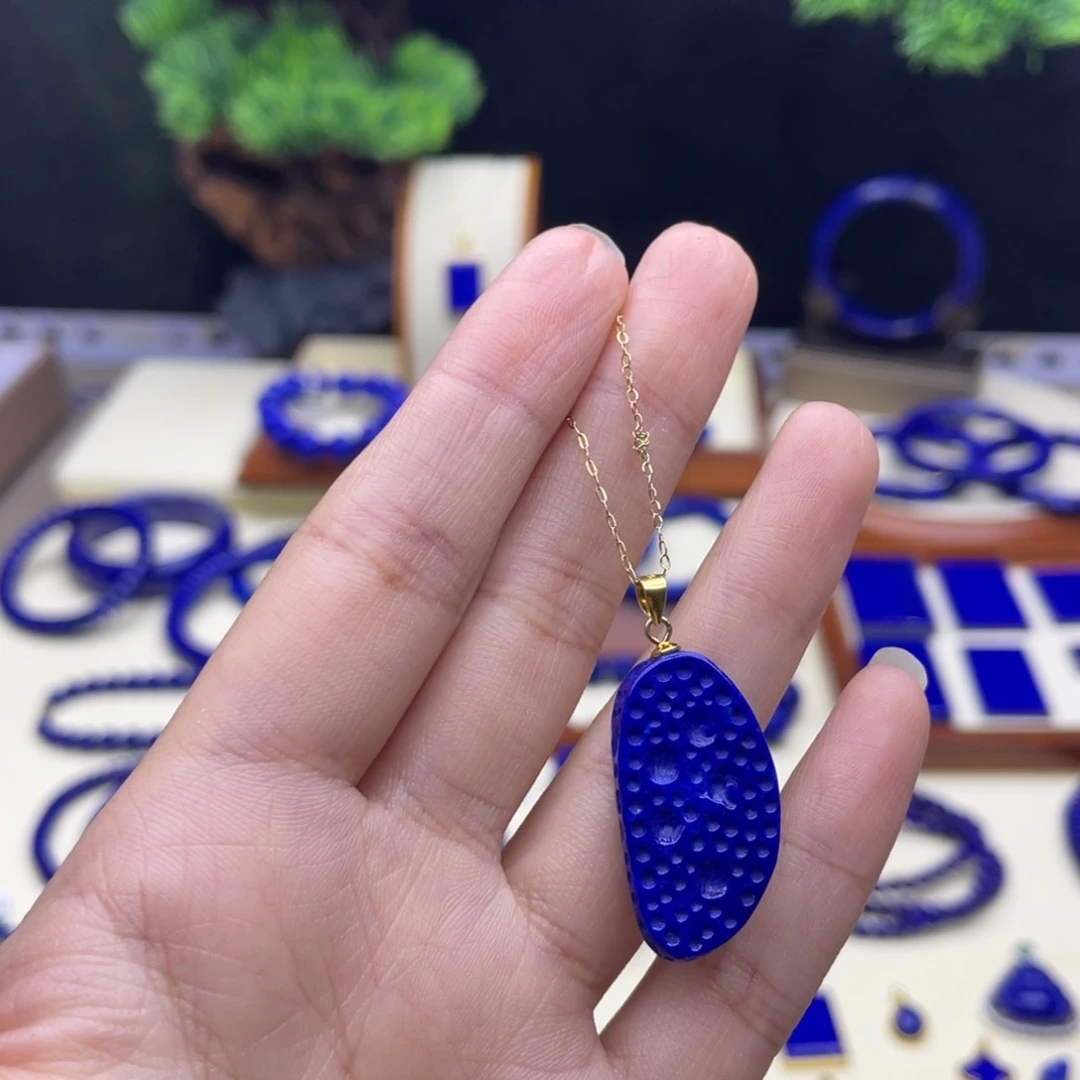 银S925镀金镶嵌青金石吊坠