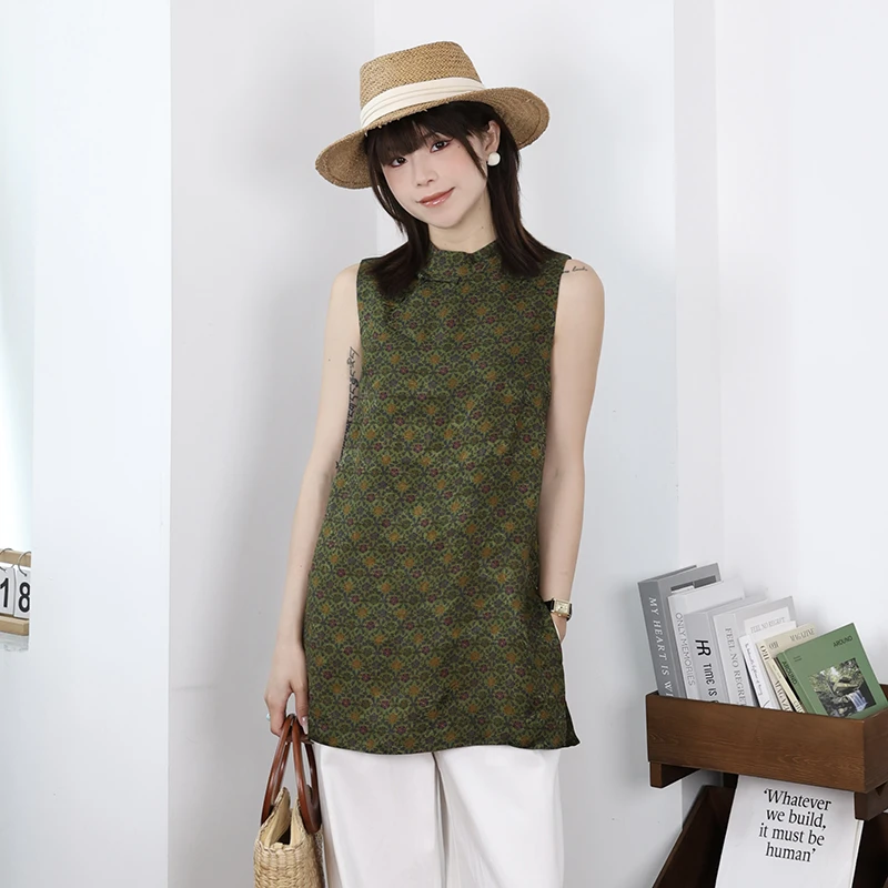 轻奢高端女装2025夏季新款复古新中式人丝香云纱印花马甲上衣气质