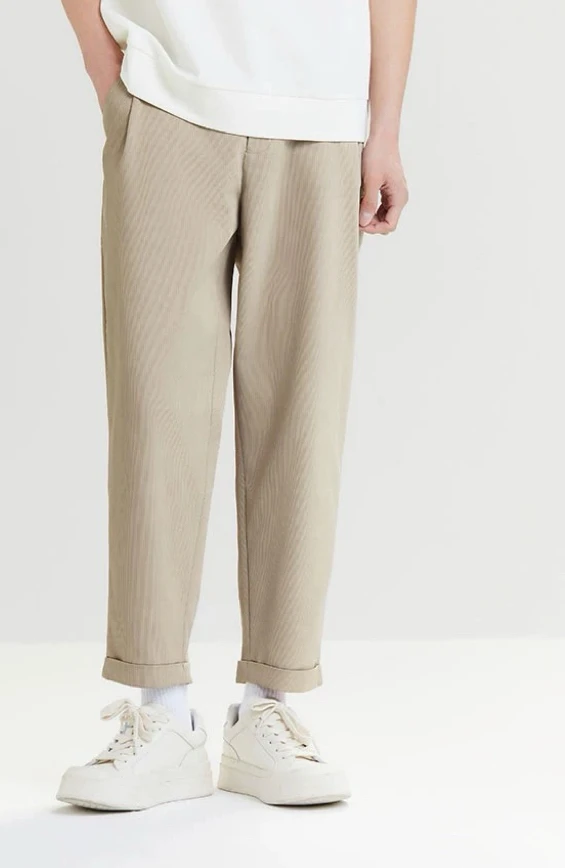 男装九分裤锥形休闲裤卡其色西裤潮酷