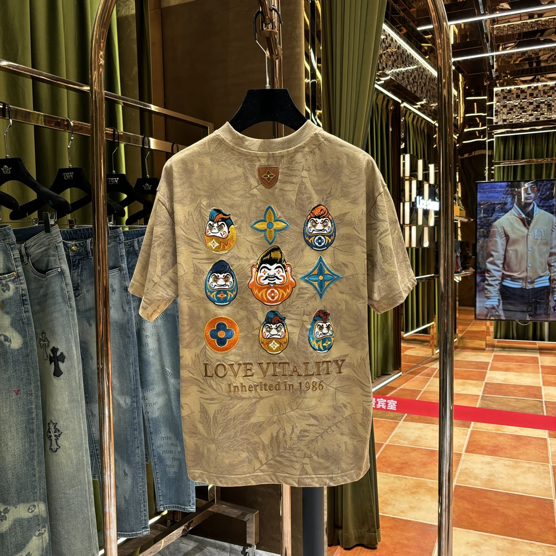 P-【黄总推荐100%纯棉】英伦风老钱极简至尊刺绣短袖25402