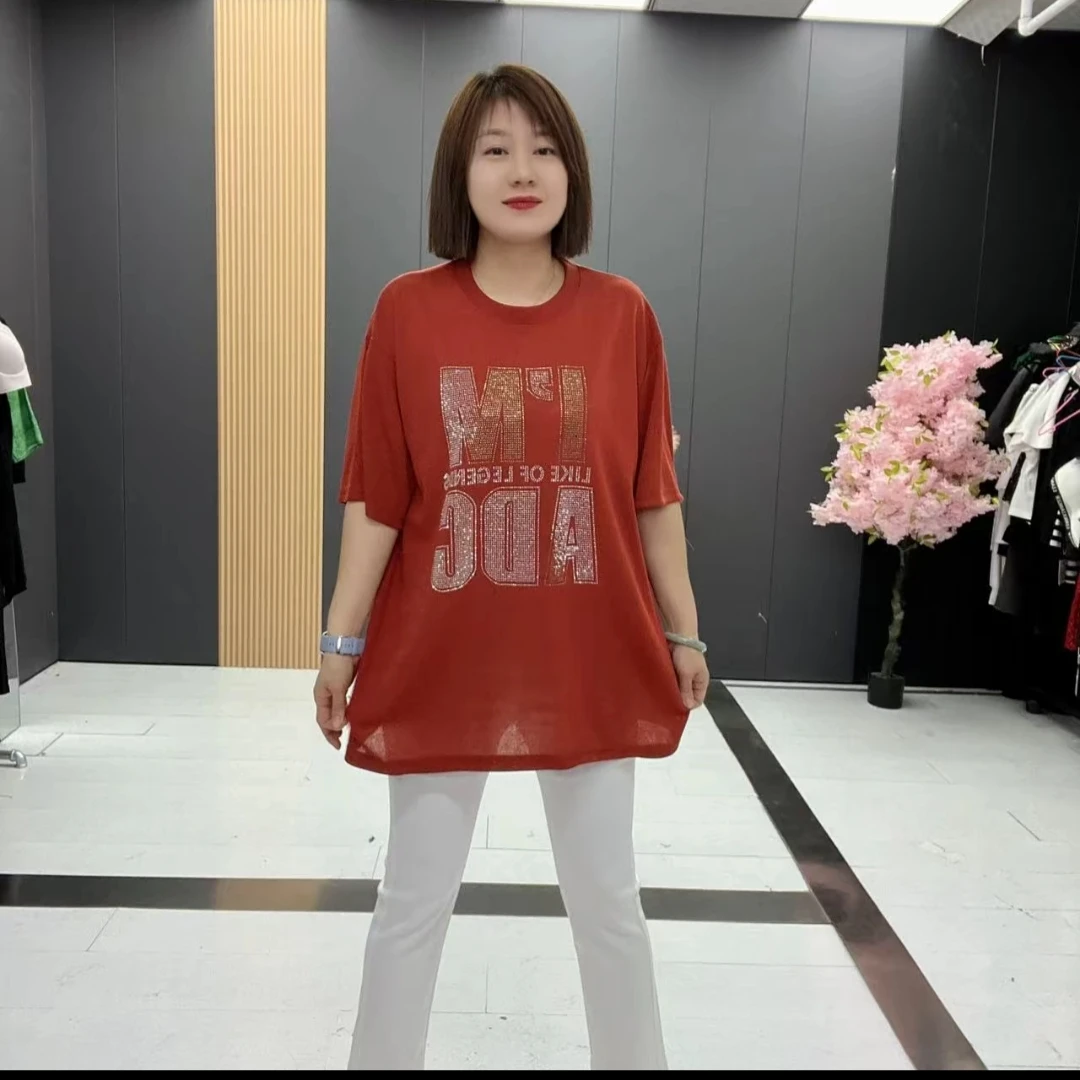 NJ8802大码宽松夏季时尚圆领休闲印花T恤韩版