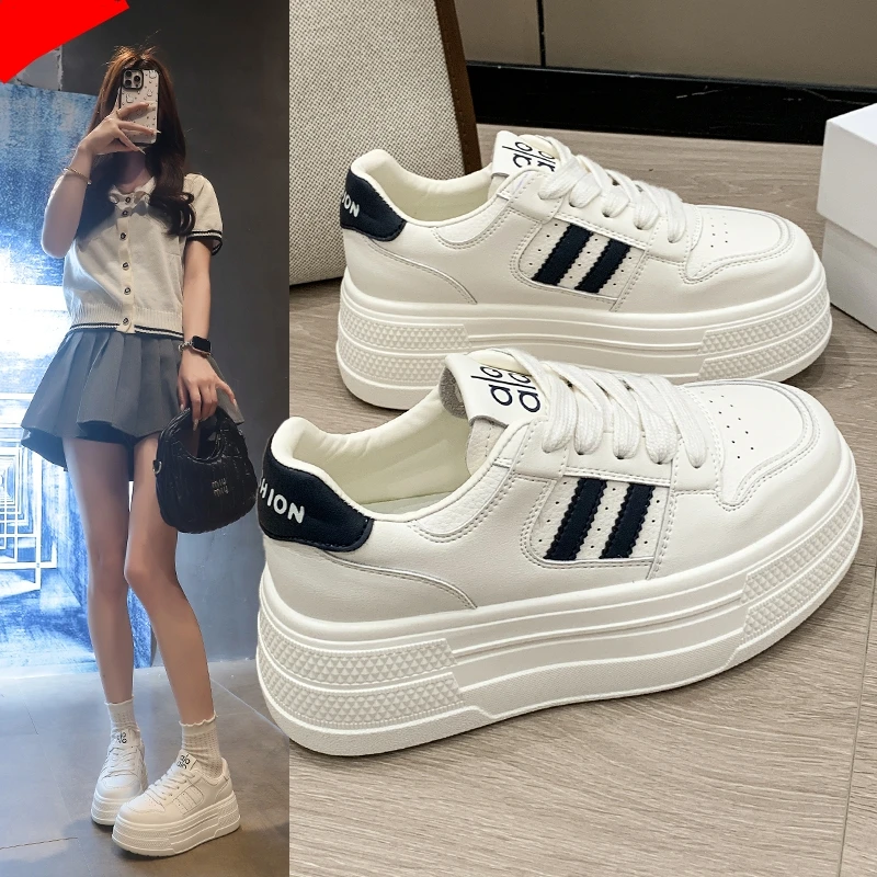 厚底小个子增高小白鞋女2025秋季新款韩版时尚百搭学生运动休闲鞋