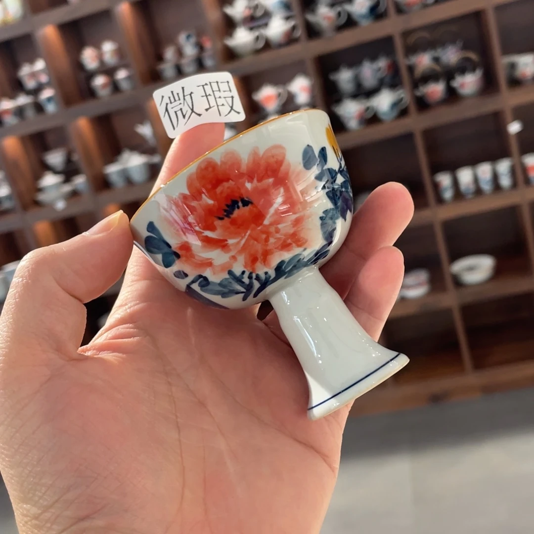 釉下手绘茶具微瑕