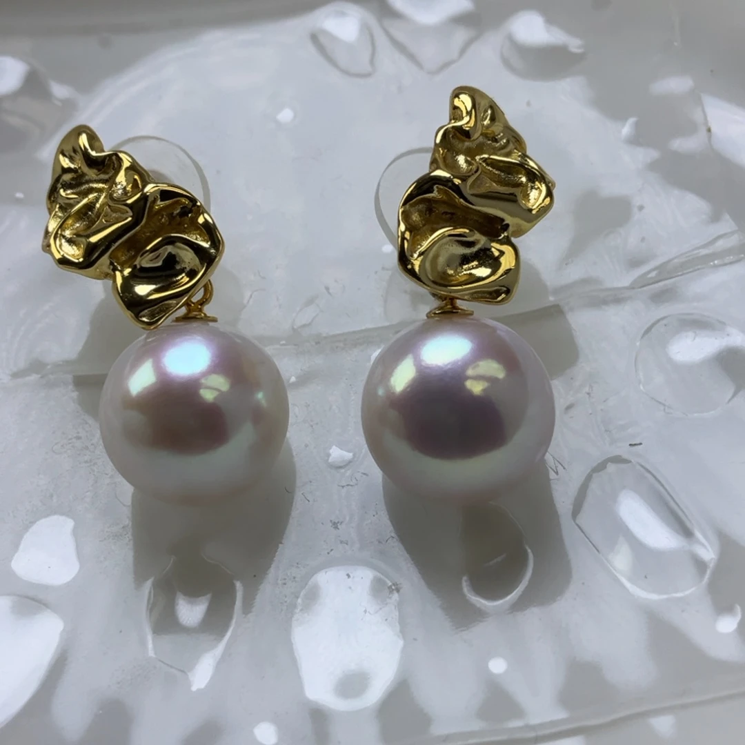 银S925镶嵌耳饰淡水珍珠