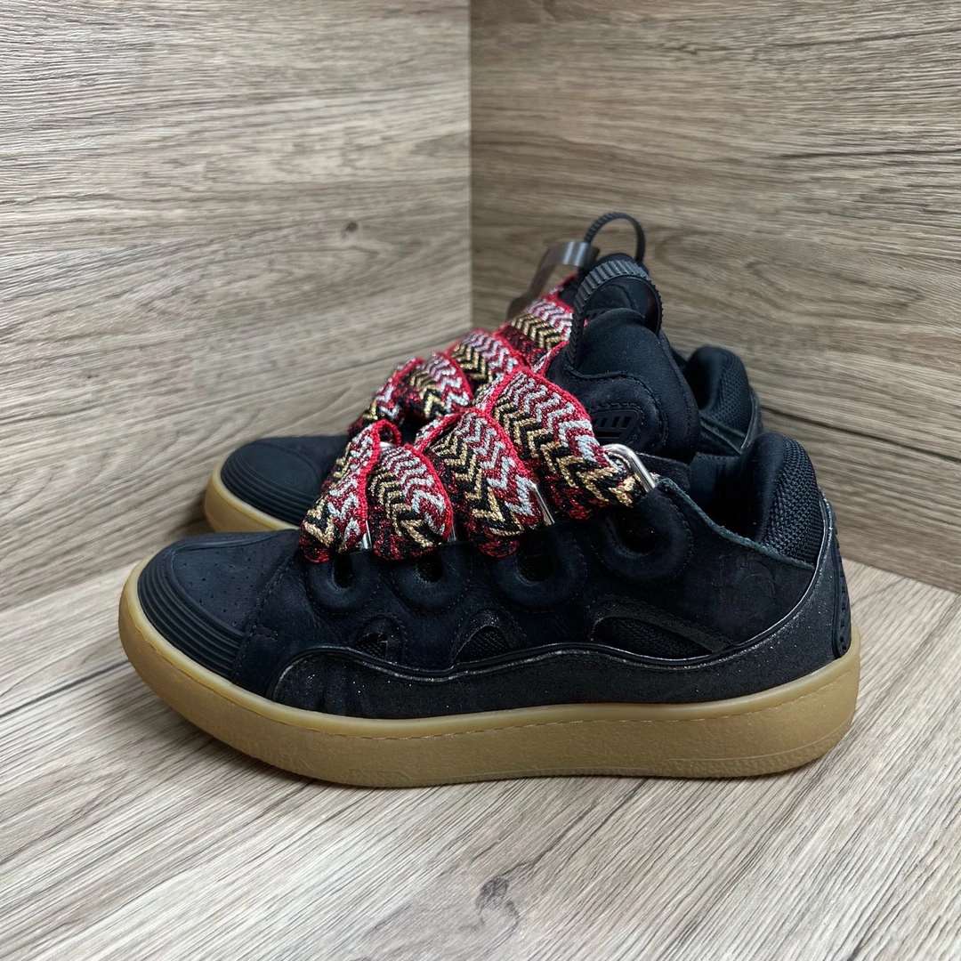 95新 LANVIN 浪凡 Curb 黑色面包鞋 37码