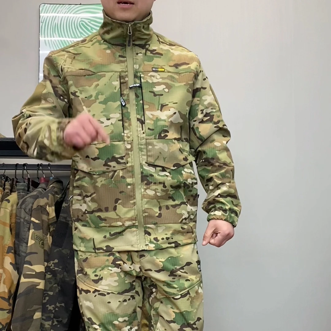 828春夏季格子微弹防水套装加档款迷彩服