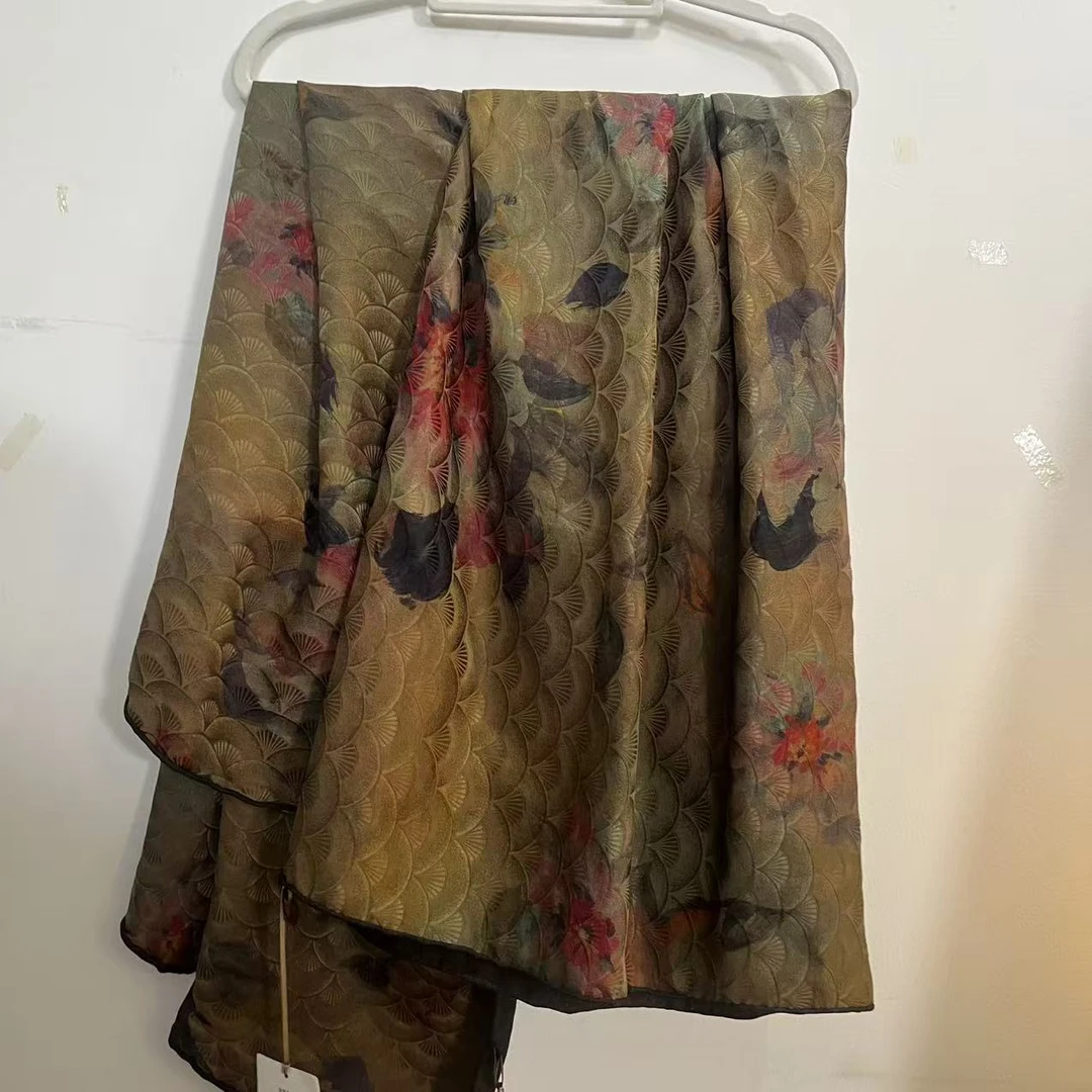 『清1286』复古中国风桑蚕丝新中式双面用围巾披肩-S207195