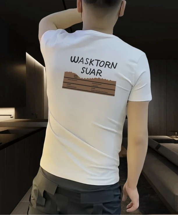 2025夏季新款潮流短袖男款时尚休闲半袖修身百搭网红帅气圆领个性