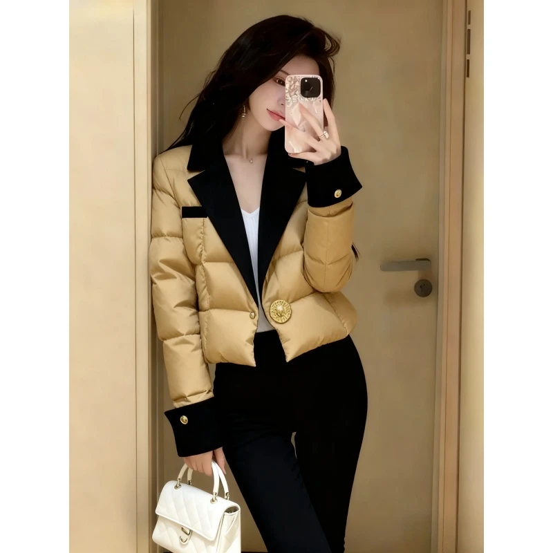卡其色外套2025新款冬时髦洋气小个子高端气质小香风夹棉加厚上衣