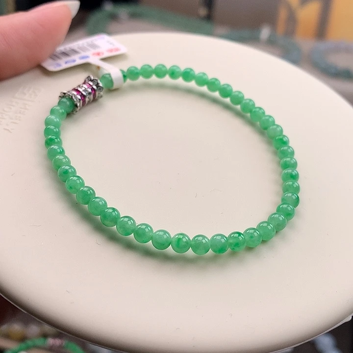 翡翠合金手链果绿