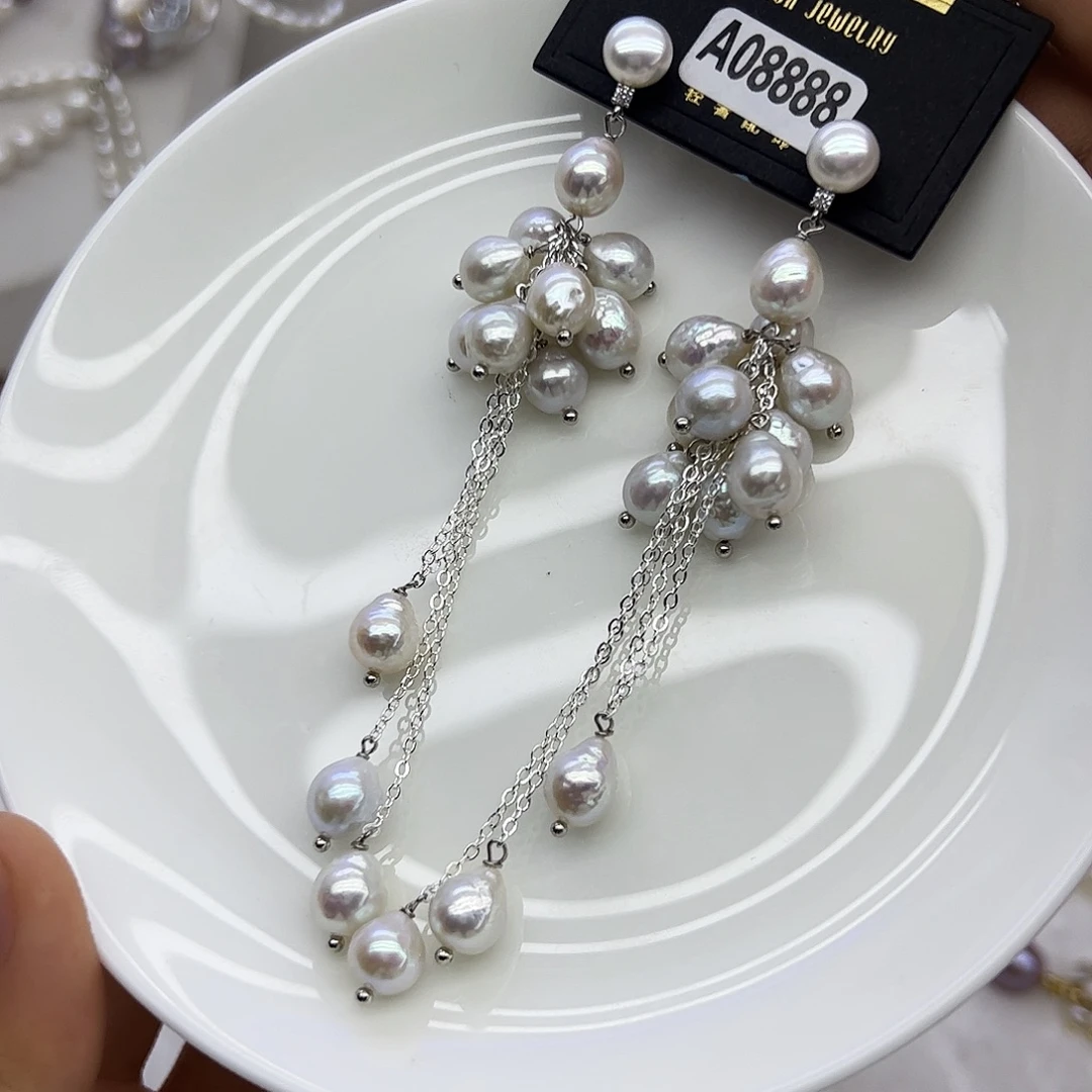 淡水珍珠耳饰银S925镶嵌