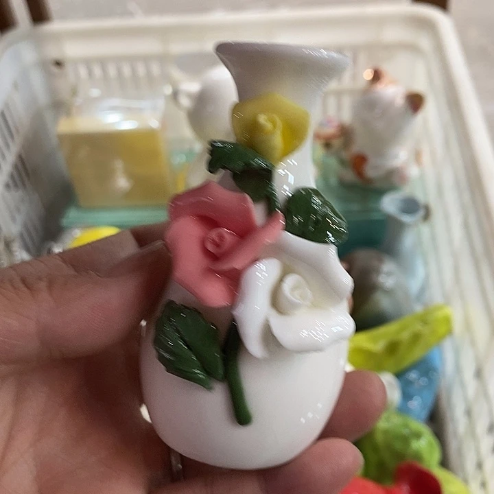 瓷片纯手工陶瓷花摆件1瑕