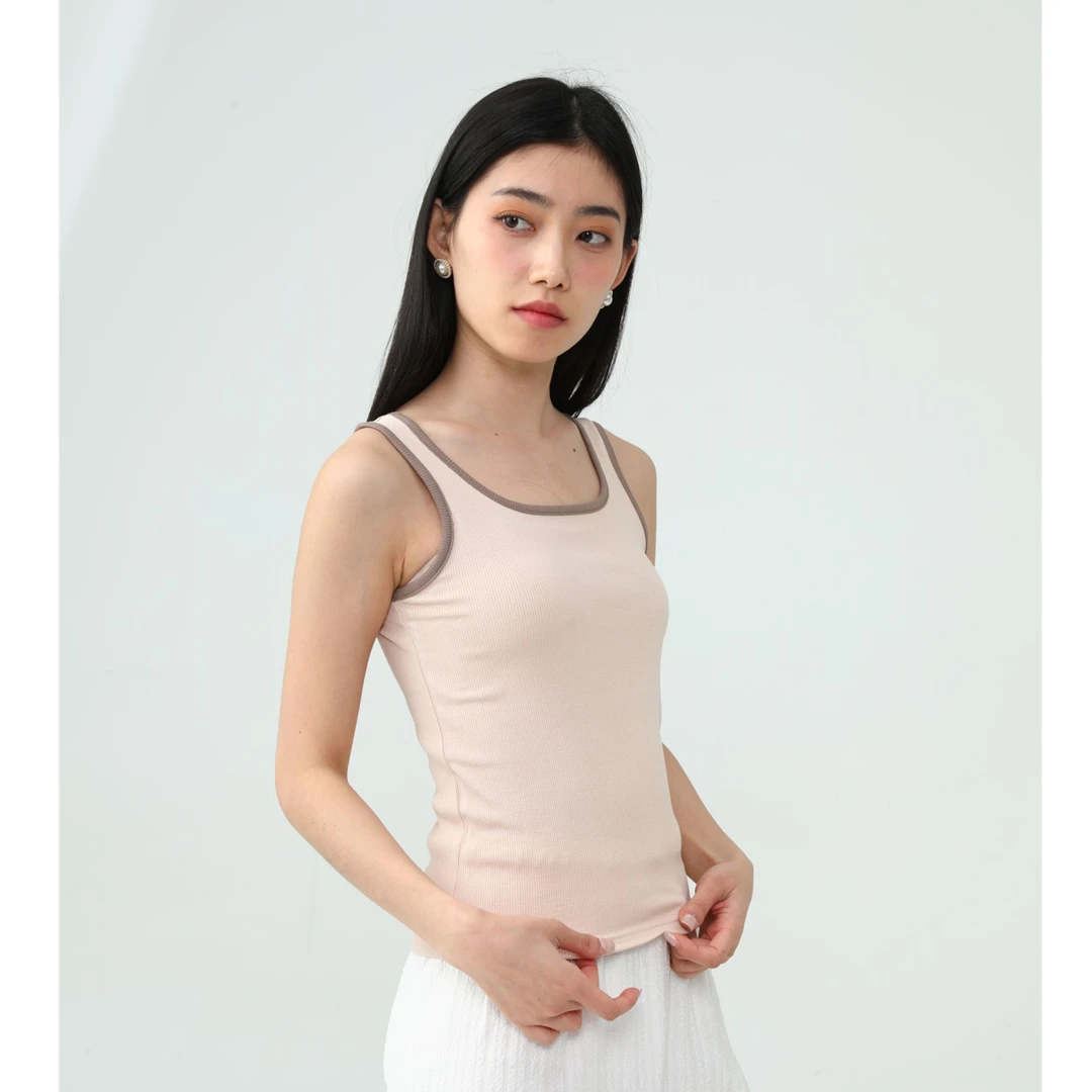 女士撞色窄边方领背心不挑人百搭螺纹抗皱吊带 683/681 S1