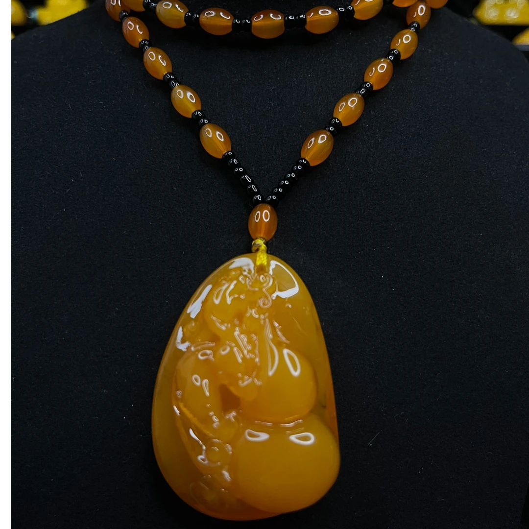 H5珠链深色貔貅抱葫芦吊坠项链