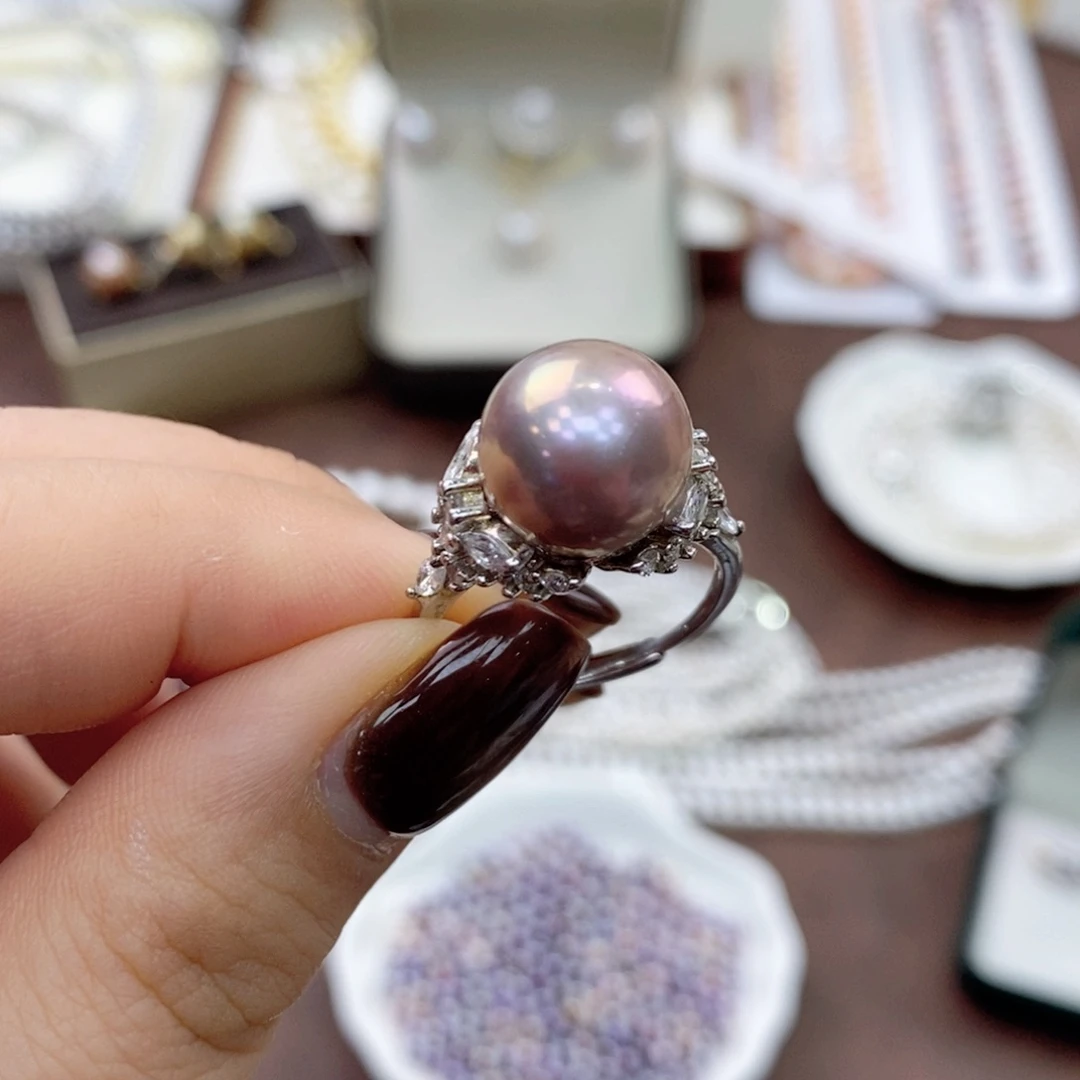 戒指银S925镶嵌淡水珍珠