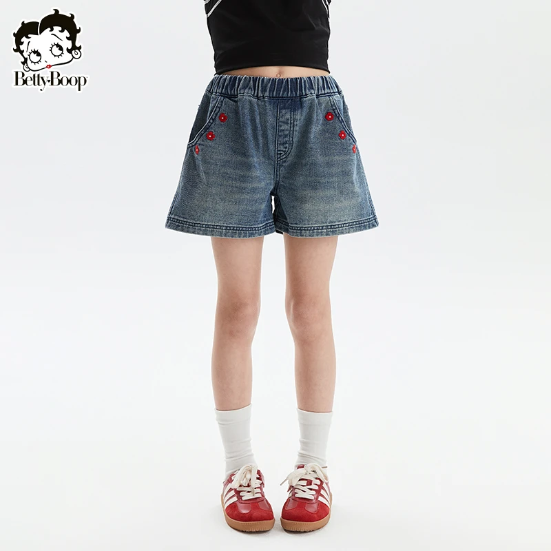 贝蒂童装女童复古潮流牛仔短裤2025年夏季新品儿童时尚裤子25256