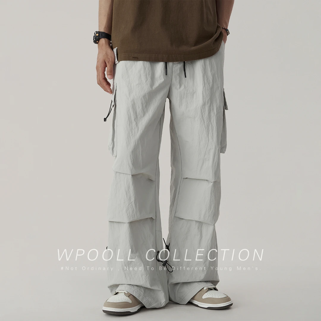 Wpooll夏季薄款速干冰丝休闲裤男宽松直筒户外工装裤高街阔腿裤子