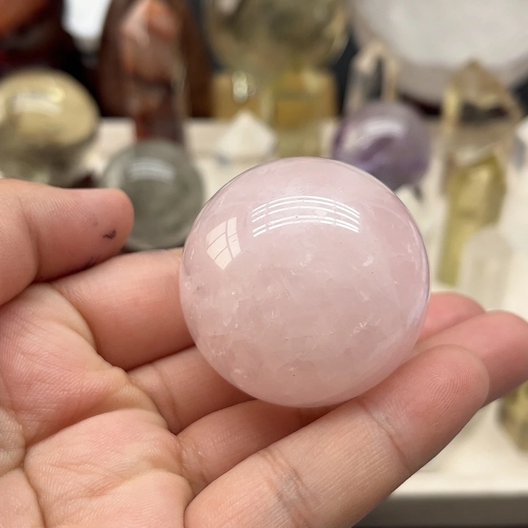 水晶珠宝半成品未镶嵌45 粉水晶球42mm