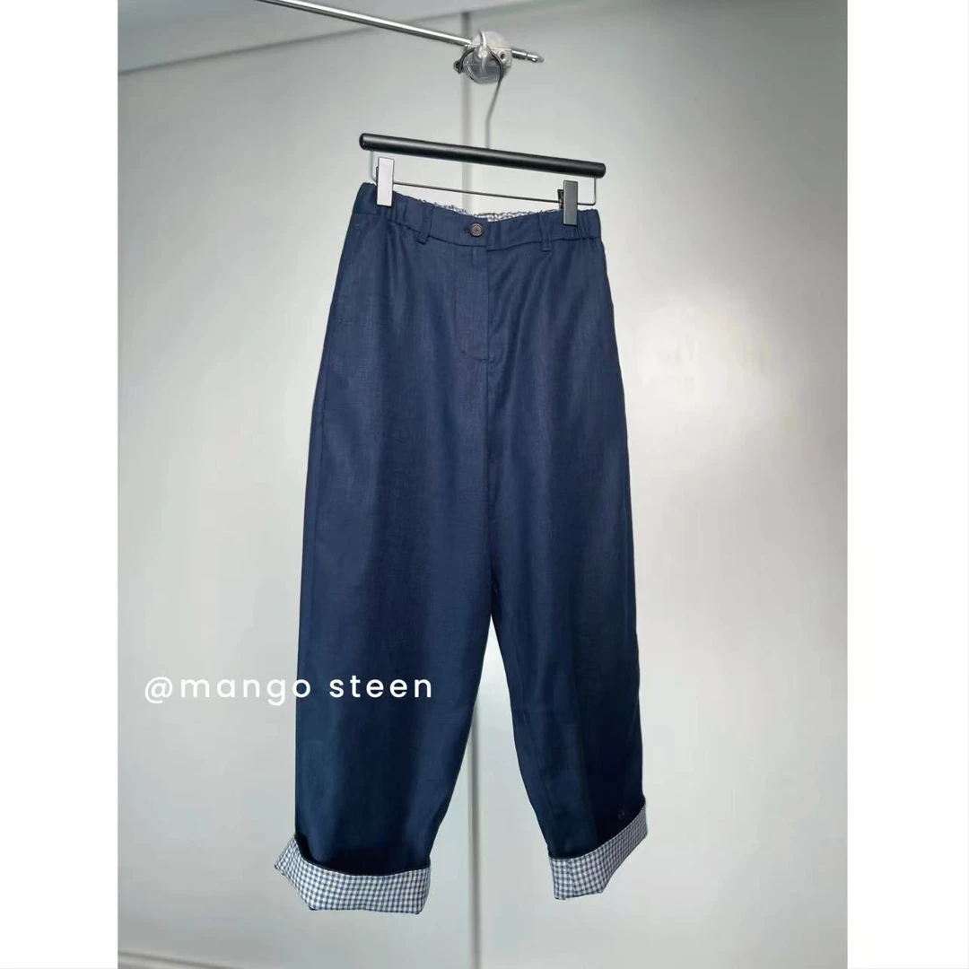 MANGO steen‘s丨翻边格子廓形萝卜裤J5161