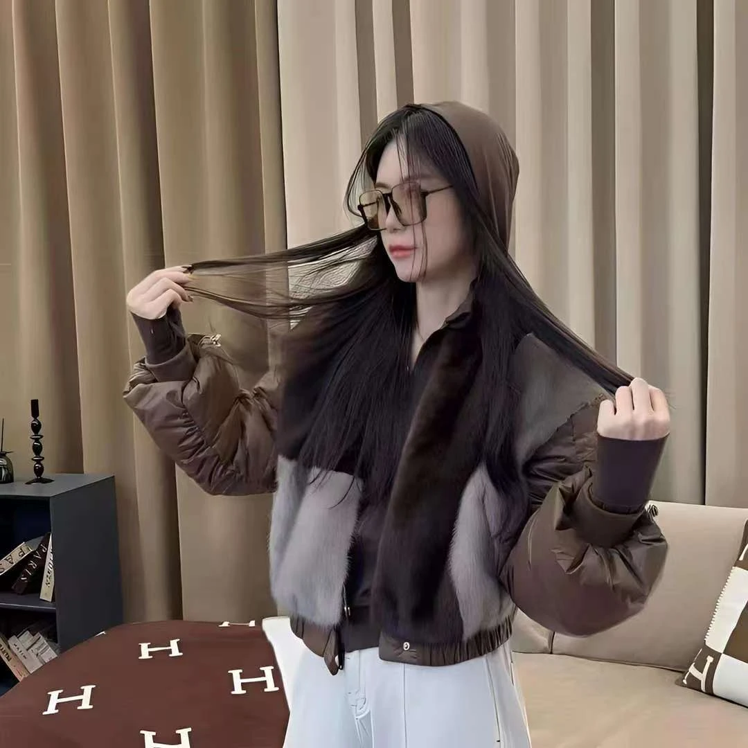 PINSHANGXIBAO/品尚喜宝雅丹上衣时尚宽松水貂鹅绒外套 81017-E