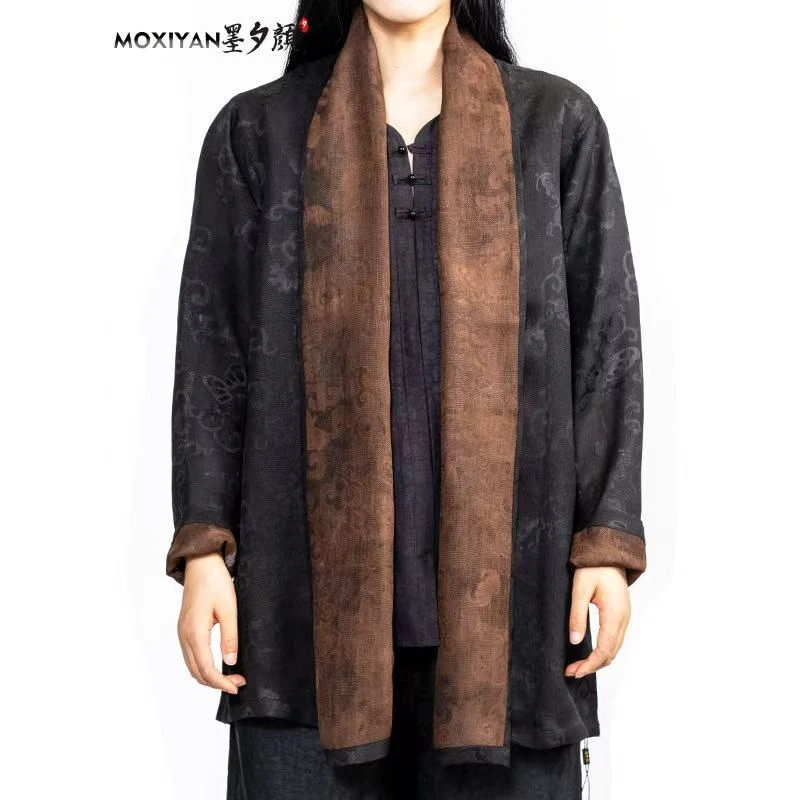 【墨夕颜】2025新款桑蚕丝男装 蝶恋缠枝汉服外套-MH-975