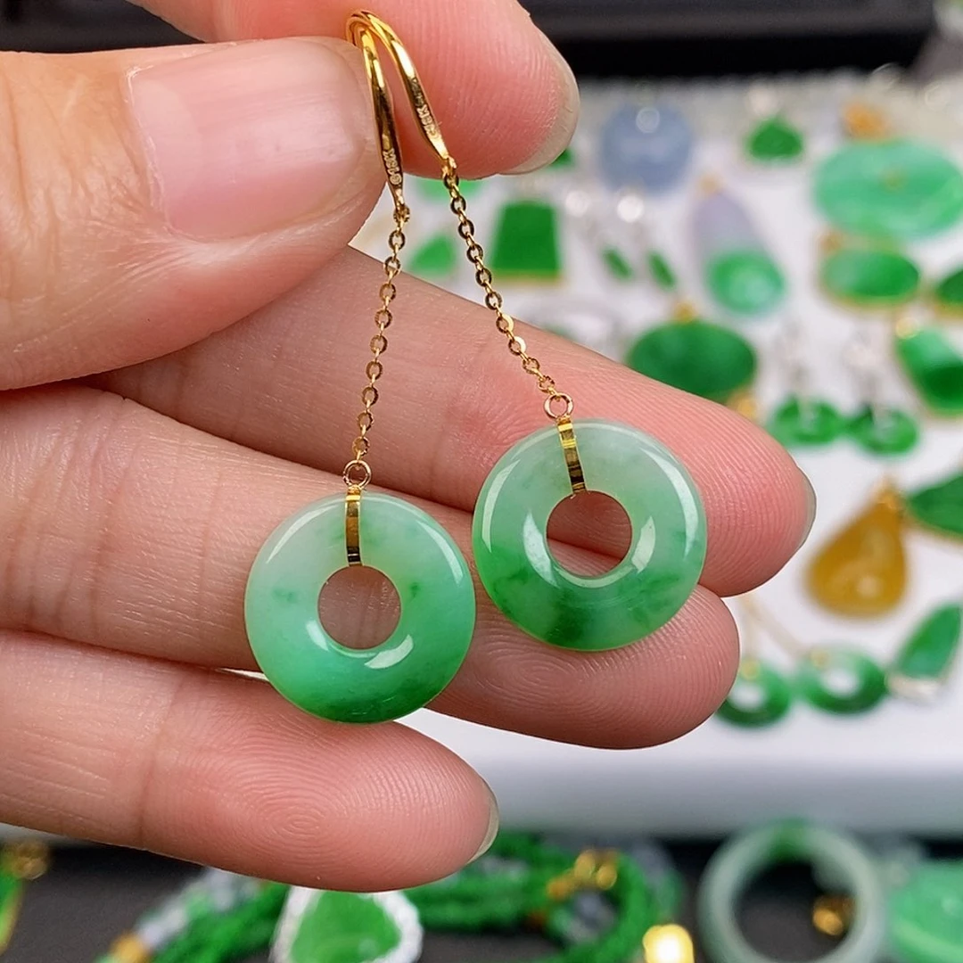 吊坠(不含链)18K金镶嵌翡翠