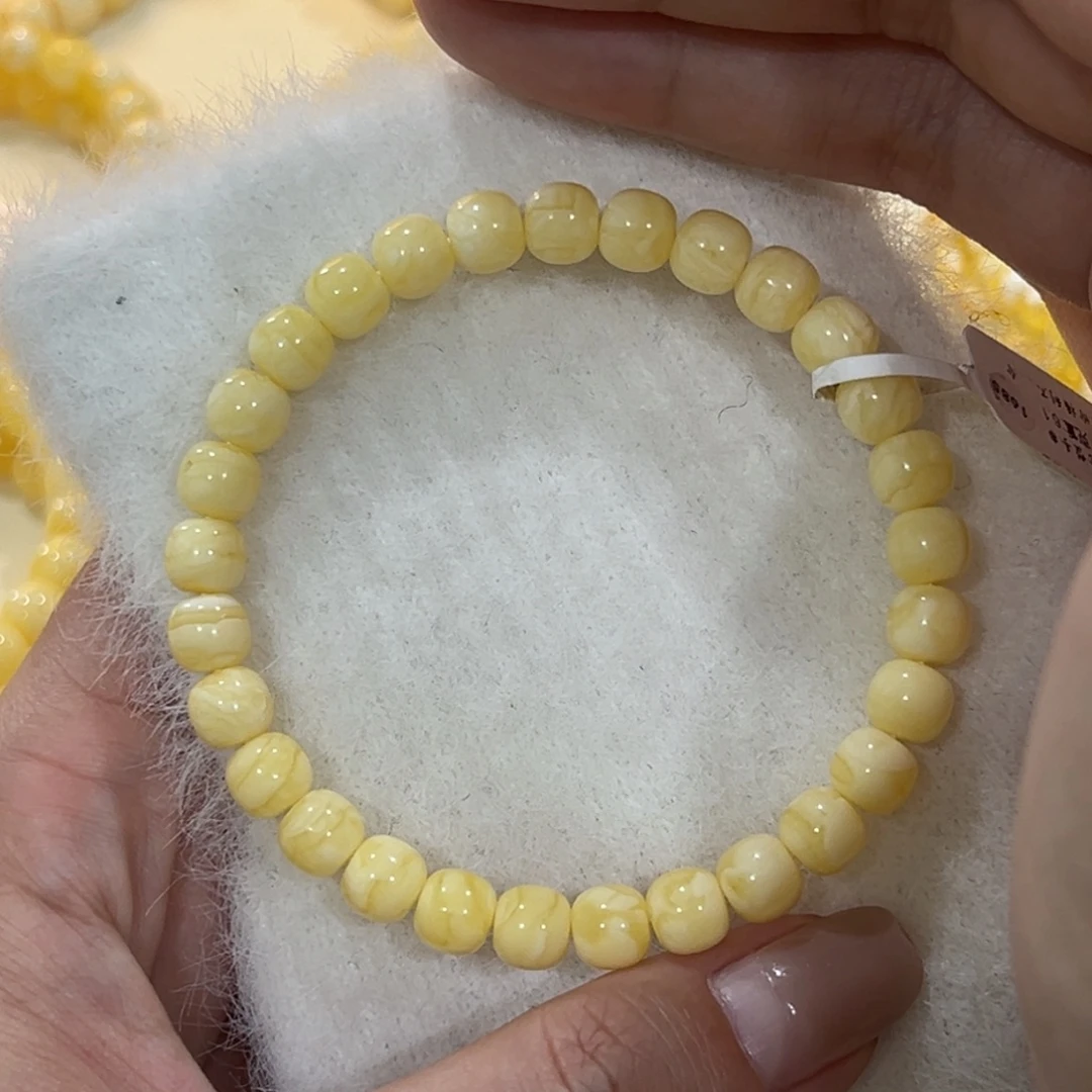 蜜蜡未镶嵌手链7m虎皮妖花手串