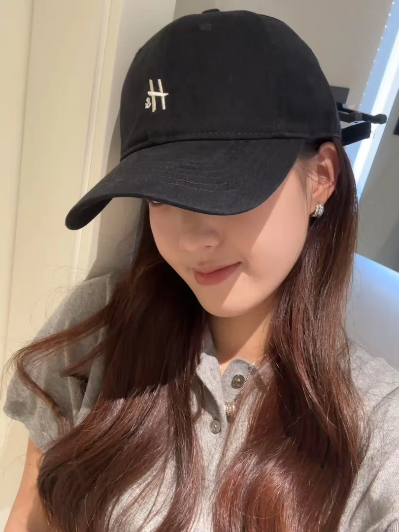 H字母刺绣棒球帽百搭加大加宽帽檐鸭舌帽软顶帽子大加大版棒球帽