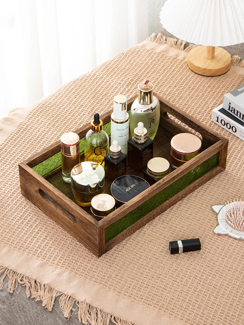 2025新款实木网红爆款化妆品收纳盒大容量客厅洗漱台化妆品收纳箱