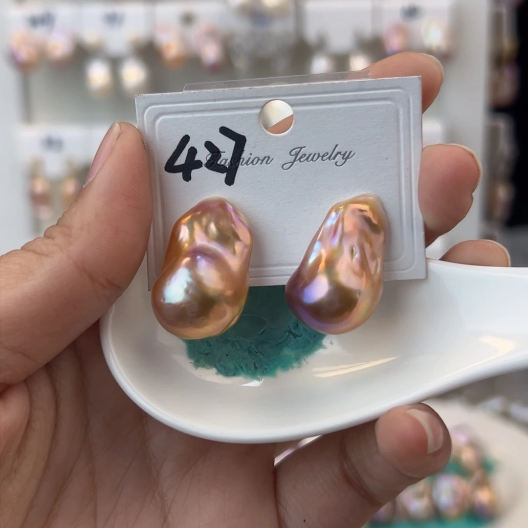 淡水珍珠耳饰银S925镶嵌