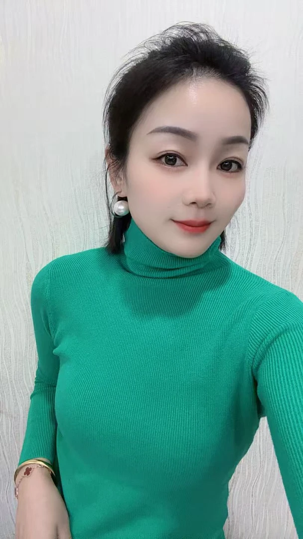 女冬季针织毛针织衫毛衣不褪色堆堆领长袖针织衫修身