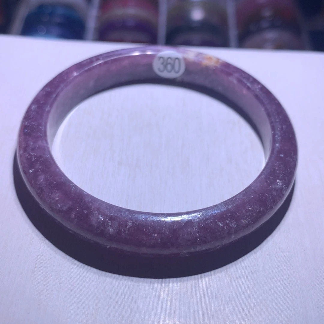 水晶银S925镶嵌手镯紫锂云母59.3圈360