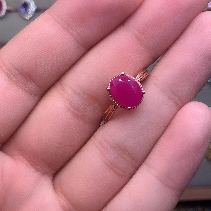 银S925镶嵌戒指红宝石