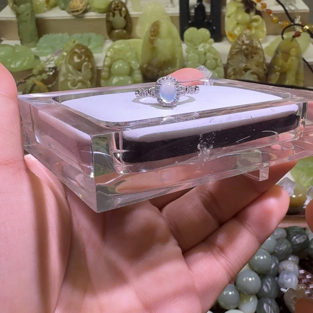 蛇纹石玉银S925镶嵌戒指